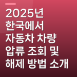 2025년 한국에서 자동차 차량 압류 조회 및 해제 방법 소개